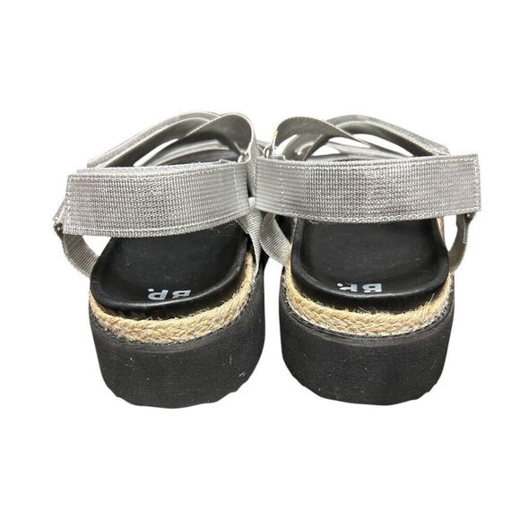 NWT BP Gage 8.5 Silver Platform Sandals Strappy Espadrille Beach Summer Festival - Picture 8 of 9